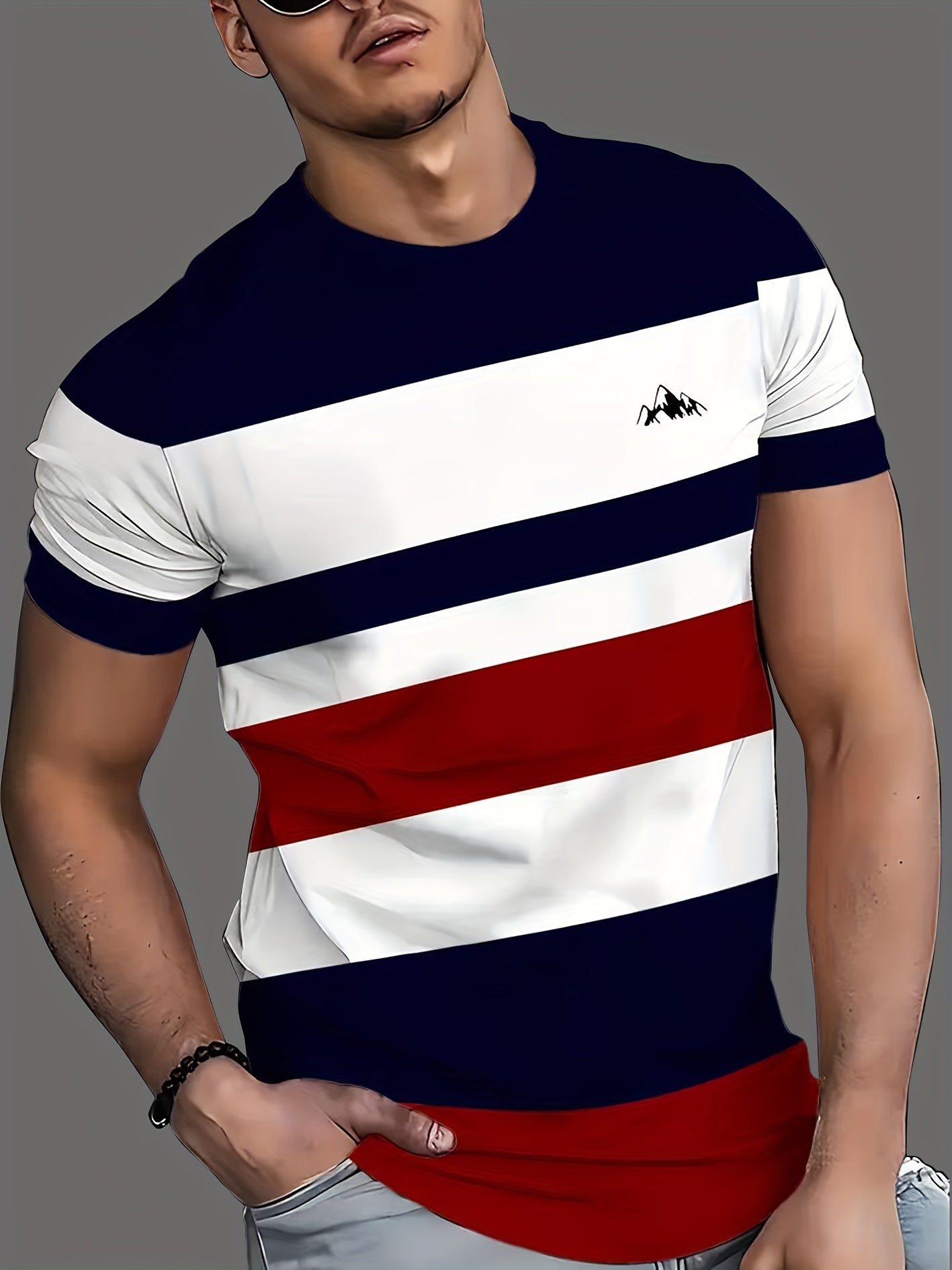 Digital Print Tee Men Summer Casual